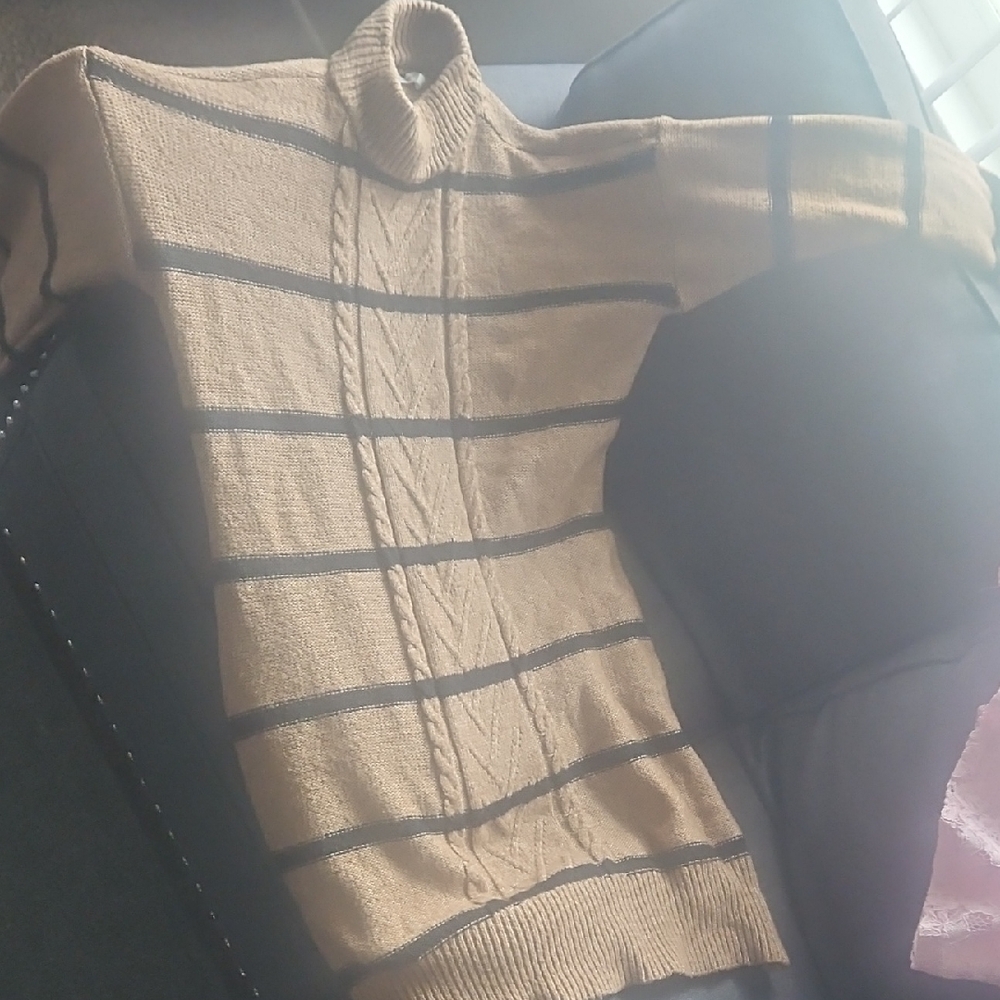 Cozy Tan Striped Sweater